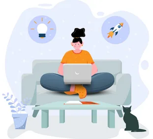 Person working on laptop with ideas and startup growth concepts