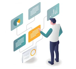 Business intelligence and data analytics dashboard illustration