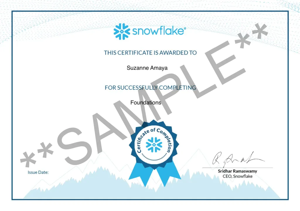 certificate for Snowflake