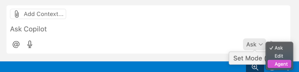 Select Agent in the chat conversation
