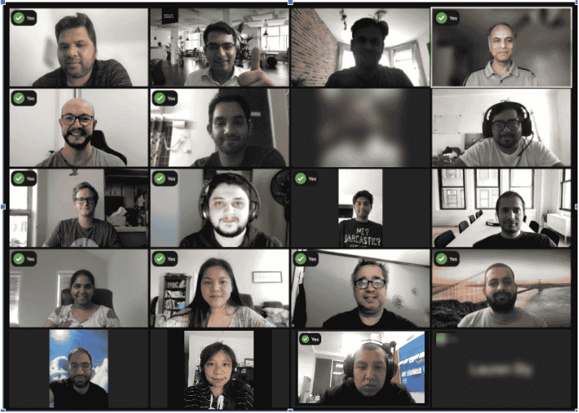 Remote team collaboration through a virtual meeting platform with multiple participants