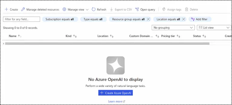 Create AzureOpenAI on the Azure Portal