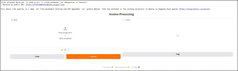 Gradio UI Interface for Invoice Processing