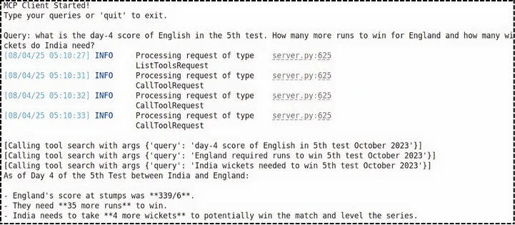 Real-Time Query Execution via MCP Client