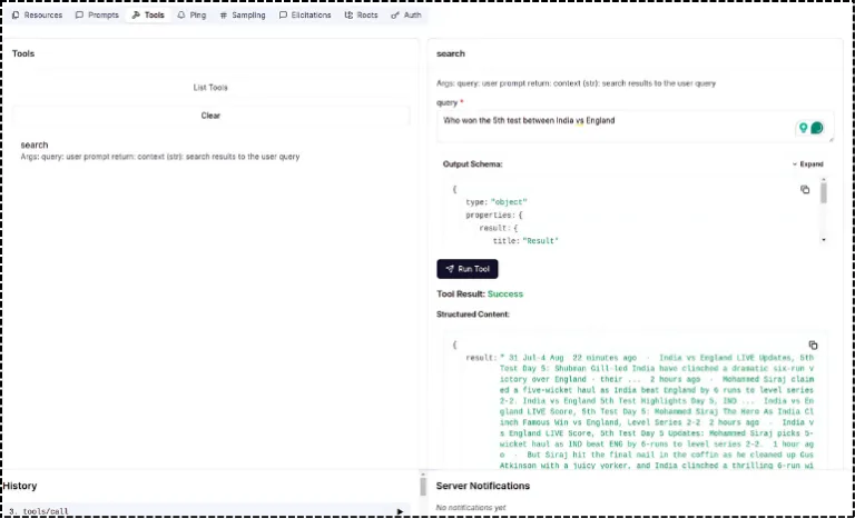 Tool Execution Result – Success Status