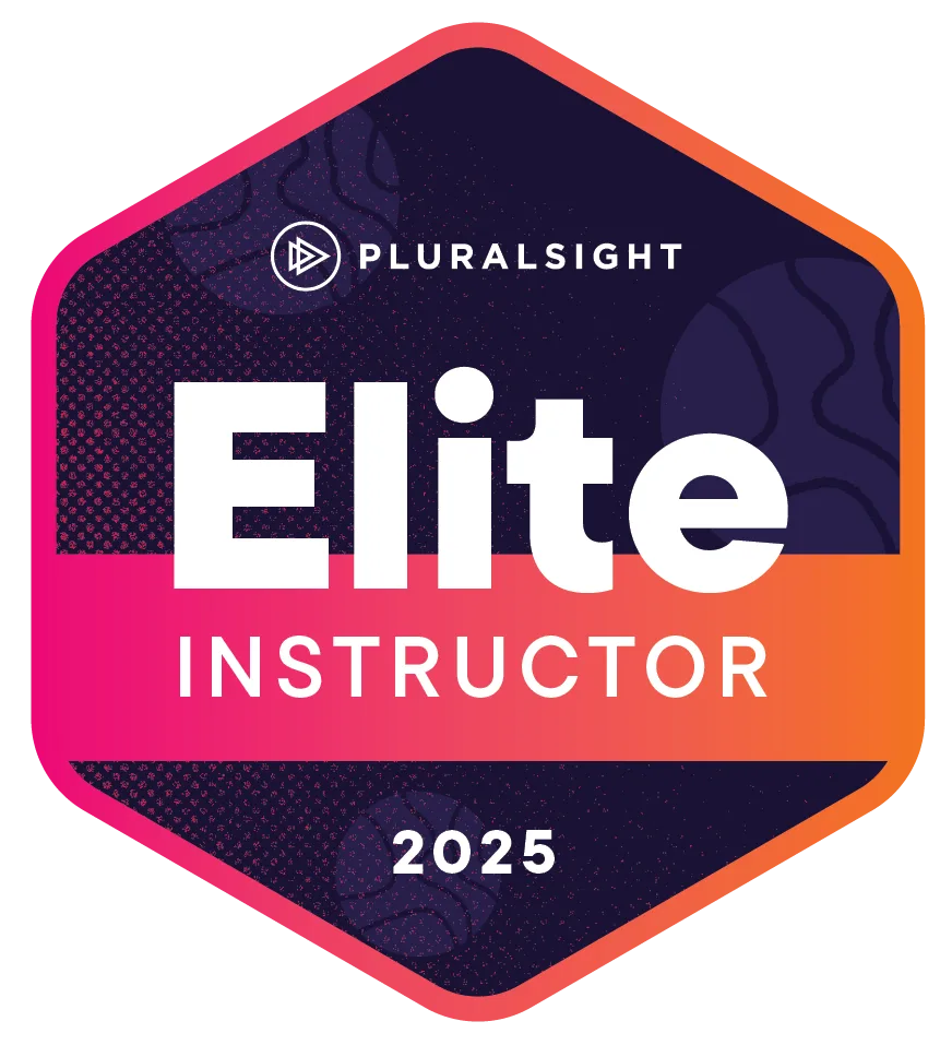 Pluralsight Elite Instructor Badge for 2025.